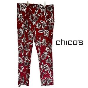 NWT Chico's burgandy floaral ankle pant, size 0R (US size 4)